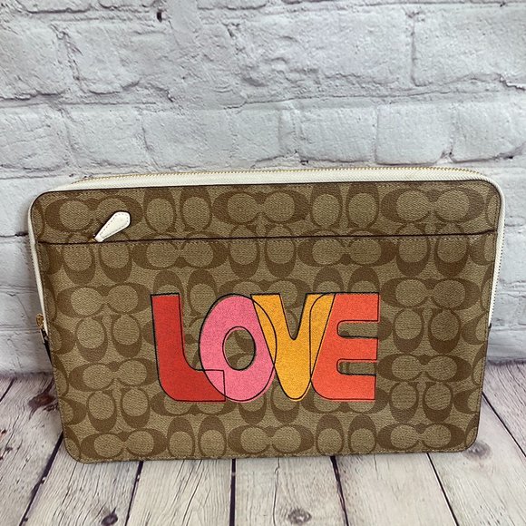 Coach Bags Coach Laptop Sleeve In Signature Canvas With Love Poshmark